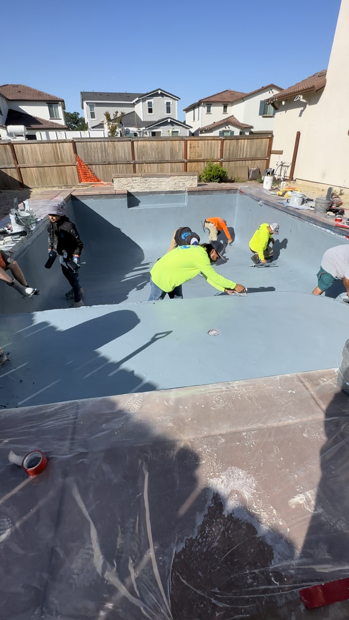 Pool equipment and plumbing repair work at a residential pool