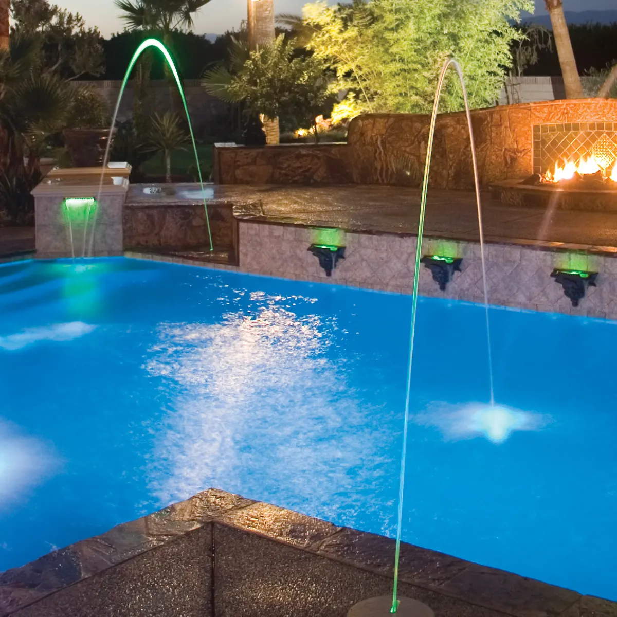 Jandy color laminar pool water feature