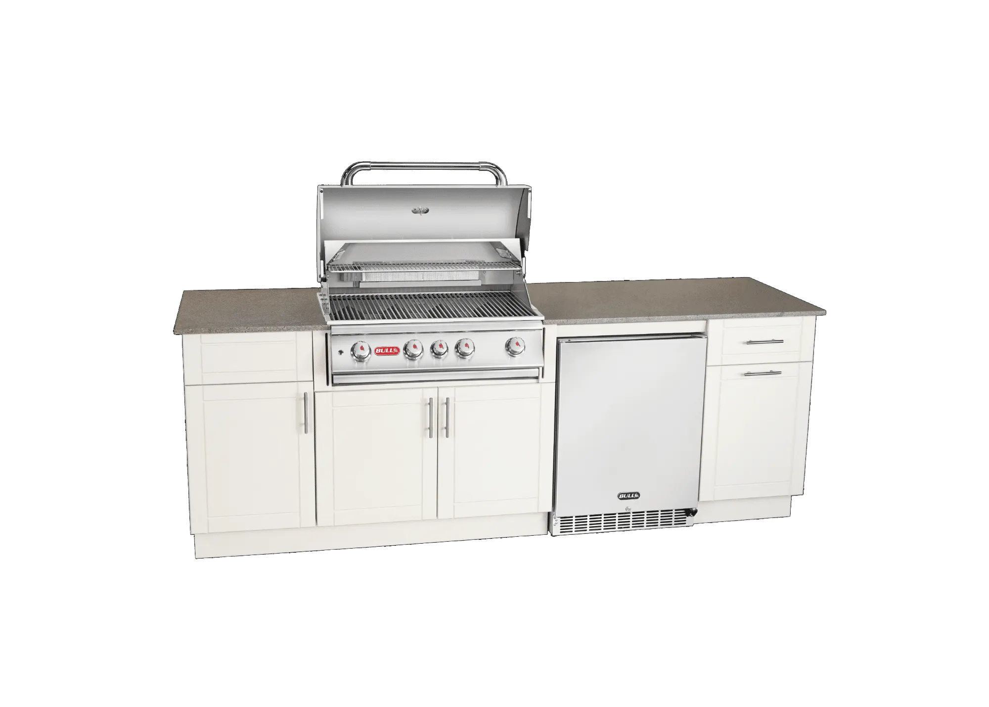 Myrtle Beach outdoor grill island with refrigerator drawers and storage compartments