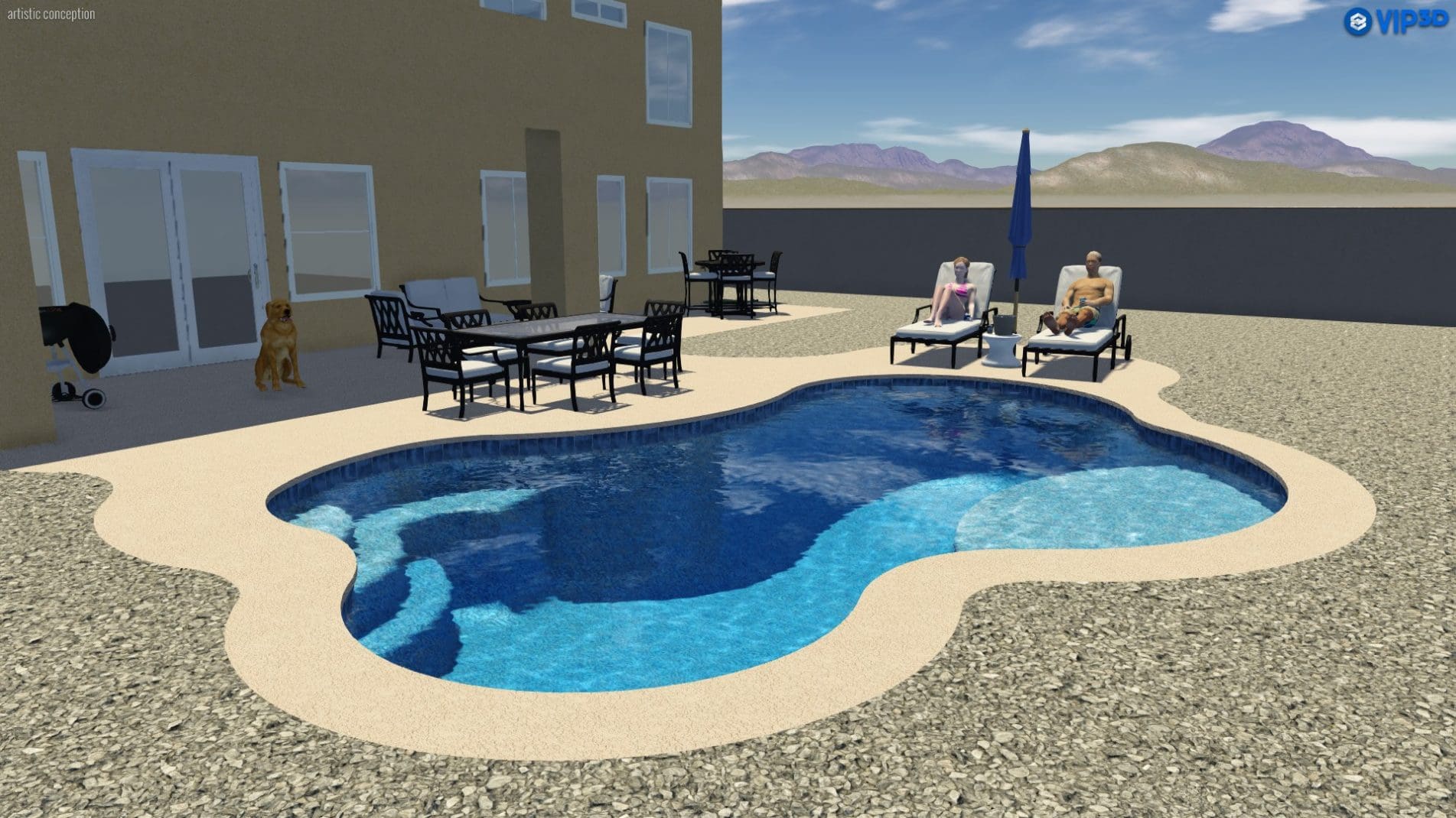 Freeform pool design example showing what may be included in pool pricing