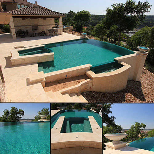 Green pool finish color example with natural water tone