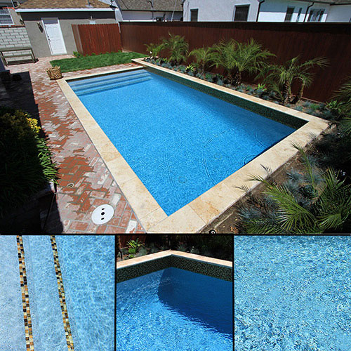 Light blue pool finish color example with bright blue water tone