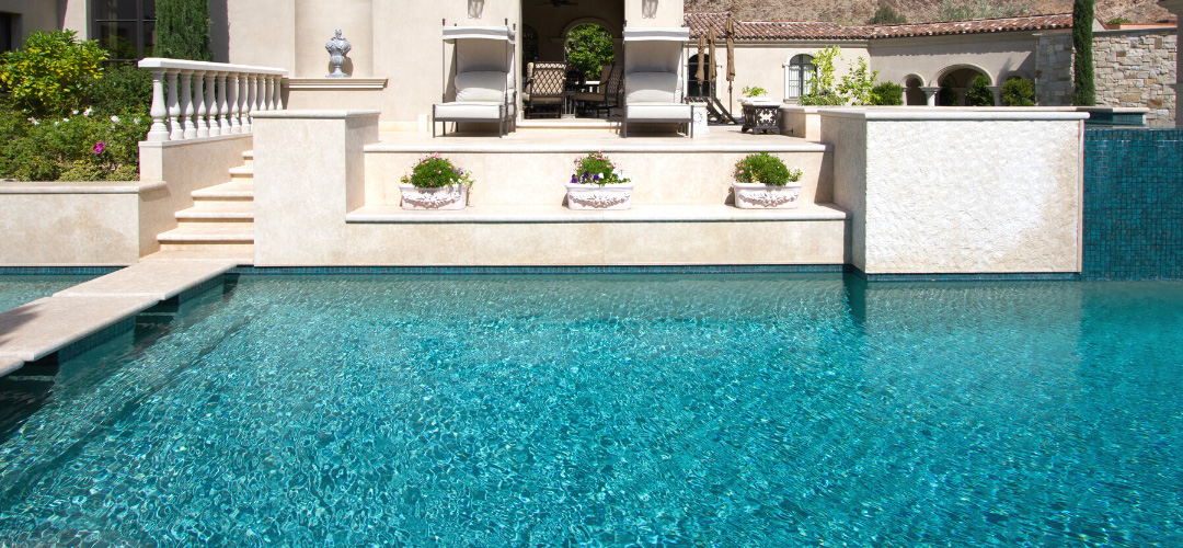 Beautiful swimming pool water color showing pool interior finish appearance